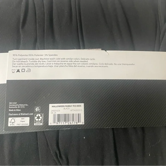 Halloween Skeleton Kid's Unisex Pajama Set - Black White Glow In The Dark Size 8 - Picture 5 of 6